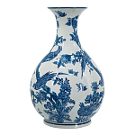 Ваза с мотивами цветущего сада с попугаями Blue Vase Inspired by Nature варинант исполнения - 2 | Loft Concept в Краснодаре