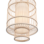 Подвесной светильник из деревянных прутьев с плафоном из натуральной ткани Light Inside the Cell варинант исполнения - 5 | Loft Concept в Краснодаре
