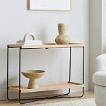 Консоль деревянной столешницей и полкой Wooden Table Top and Shelf варинант исполнения - 6 | Loft Concept в Краснодаре