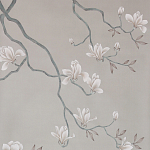 Обои ручная роспись Magnolia Canopy Original Colourway on Oyster Shell metallic silk варинант исполнения - 2 | Loft Concept в Краснодаре