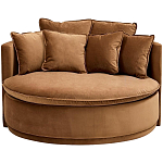 Кушетка круглая с обивкой из велюра коричневая Milky Brown Chair варинант исполнения - 2 | Loft Concept в Краснодаре