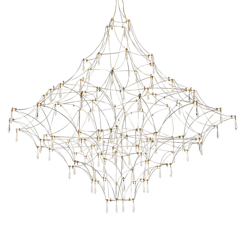 Люстра с тонким металлическим каркасом цвета хром Quasar Прозрачный Хром в Краснодаре | Loft Concept 