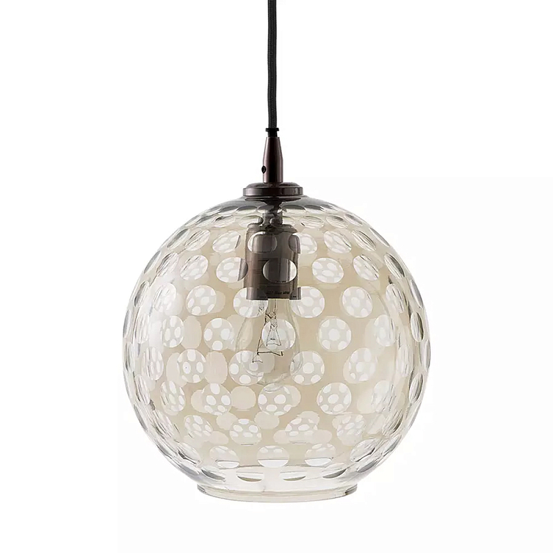 Подвесной светильник с плафоном в форме шара из стекла с рельефным узором Glass Pattern Lamp Коричневый в Краснодаре | Loft Concept 