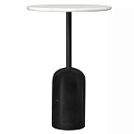 Кофейный столик с белой мраморной столешницей на черном основании Tall Coffee Black and White Table варинант исполнения - 3 | Loft Concept в Краснодаре