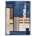 Панно из шнура Синяя геометрическая абстракция wall panel line Blue варинант исполнения - 4 | Loft Concept в Краснодаре