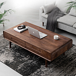 Кофейный стол из массива дерева с выдвижными ящиками Coffee Walnut Table варинант исполнения - 1 | Loft Concept в Краснодаре