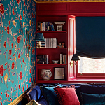 Обои с вышивкой ручной работы Flora Rio colourway on Liso Pine wool sateen варинант исполнения - 2 | Loft Concept в Краснодаре