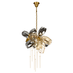 Люстра подвесная со стеклянными плафонами из дымчатого и золотистого с шестью вертикальными подвесками Gilded Mirage  варинант исполнения - 2 | Loft Concept в Краснодаре