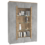 Шкаф-витрина с фасадом серого цвета 4-х дверная Grace of Furniture варинант исполнения - 1 | Loft Concept в Краснодаре