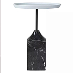 Кофейный столик с круглой столешницей и мраморным основанием Steel Reliability варинант исполнения - 1 | Loft Concept в Краснодаре