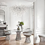 Люстра подвесная с прозрачными стеклянными подвесками в форме капель Диаметр 100 см Droplet Chandelier варинант исполнения - 21 | Loft Concept в Краснодаре