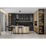 Черный матовый кухонный гарнитур с фасадом под дерево Axelle Kitchen Set варинант исполнения - 3 | Loft Concept в Краснодаре