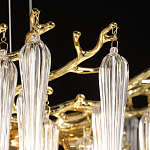 Люстра золотого цвета с декоративными ветками и длинными прозрачными стеклянными подвесами в форме сосулек Droplet Chandelier варинант исполнения - 6 | Loft Concept в Краснодаре