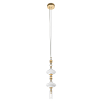 Подвесной светильник с белыми фигурными стеклянными элементами и бронзовыми вставками Высота 100 см Gabriel Scott Luna варинант исполнения - 4 | Loft Concept в Краснодаре