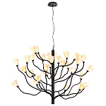 Люстра подвесная черного цвета с ветвями и белыми фарфоровыми цветами Floralis варинант исполнения - 11 | Loft Concept в Краснодаре