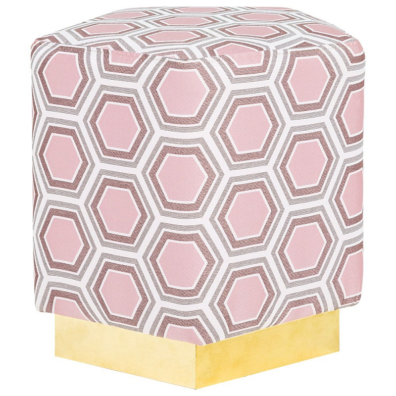 Пуф Hexagon Pink Geometry Латунь Розовый пастельный Белый в Краснодаре | Loft Concept 