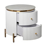 Тумбочка белая круглая с мраморной столешницей Thoroughbass варинант исполнения - 5 | Loft Concept в Краснодаре