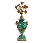 Подсвечник из фарфора с бронзовыми цветочными элементами Malachite Candlestick варинант исполнения - 1 | Loft Concept в Краснодаре