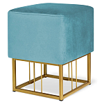 Пуф квадратный голубой велюр на золотом металлическом основании Celeste Blue варинант исполнения - 1 | Loft Concept в Краснодаре