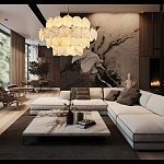 Люстра четырехъярусная с подвесками в форме дисков Cryptocrystalline Stone варинант исполнения - 5 | Loft Concept в Краснодаре