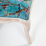 Банкетка из массива бука с цветочным принтом Turquoise Beige Chinoiserie Garden Banquette варинант исполнения - 3 | Loft Concept в Краснодаре