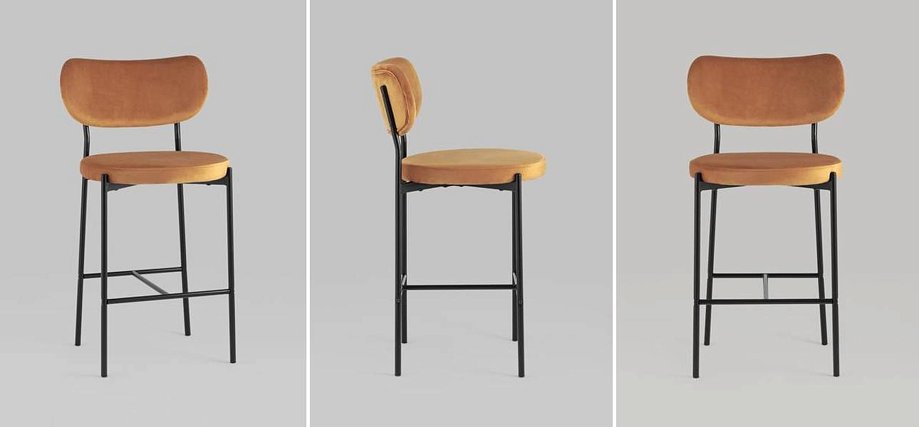 Барный Стул Alfie Chair Черные ножки Терракотовый Велюр Барный Стул Alfie Chair Черные ножки Терракотовый Велюр - Loft-Concept в Краснодаре