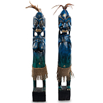 Комплект из 2-х деревянных статуэток Asmat Statuettes Dark Blue варинант исполнения - 4 | Loft Concept в Краснодаре