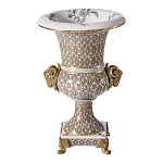 Ваза с овнами из фарфора с бронзовыми элементами Bronze Aries варинант исполнения - 1 | Loft Concept в Краснодаре