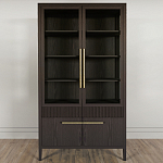 Витрина Primo со стеклянными фасадами и буфетом шпон Темный орех варинант исполнения - 2 | Loft Concept в Краснодаре