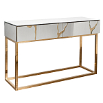Консоль с ящиками зеркальная с золотым декором Gold Painted Mirror Console варинант исполнения - 1 | Loft Concept в Краснодаре