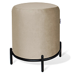 Банкетка круглая бежевый велюр на 4-х металлических ножках черного цвета SANJAY варинант исполнения - 1 | Loft Concept в Краснодаре