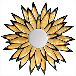 Зеркало-солнце в раме золотого и черного цвета Rays of Peace варинант исполнения - 1 | Loft Concept в Краснодаре