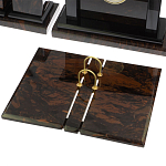 Настольный письменный набор с часами из природного камня обсидиана  Gift for Manager варинант исполнения - 3 | Loft Concept в Краснодаре