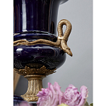 Ваза темно-синего цвета из фарфора с бронзовыми ручками в виде змей Высота 39 см Eden Garden porcelain and bronze варинант исполнения - 2 | Loft Concept в Краснодаре