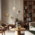 Бра с бежевым текстурным кольцом и латунным шаром в центре Tactile  варинант исполнения - 5 | Loft Concept в Краснодаре