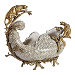 Чаша для фруктов из фарфора бронзовыми фигурками леопардов Eden Garden варинант исполнения - 2 | Loft Concept в Краснодаре