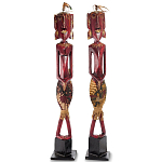 Комплект из 2-х деревянных статуэток Asmat Tall Red Statuettes варинант исполнения - 1 | Loft Concept в Краснодаре