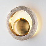 Бра с бежевым текстурным кольцом и латунным шаром в центре Tactile  варинант исполнения - 3 | Loft Concept в Краснодаре