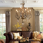 Люстра с подвесками из прозрачного стекла на кованом каркасе бронзового цвета в классическом стиле Quoizel варинант исполнения - 2 | Loft Concept в Краснодаре