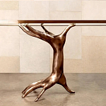 Обеденный стол с фигурным декором бронзового цвета Dichotomy racetrack варинант исполнения - 2 | Loft Concept в Краснодаре