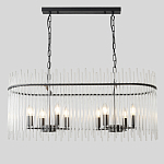 Люстра подвесная овальная со стеклянными прозрачными трубками и металлическим каркасом черного цвета Nembus варинант исполнения - 1 | Loft Concept в Краснодаре