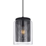 Подвесной светильник с сетчатым металлическим плафоном цилиндрической формы черный Metal Mesh варинант исполнения - 1 | Loft Concept в Краснодаре