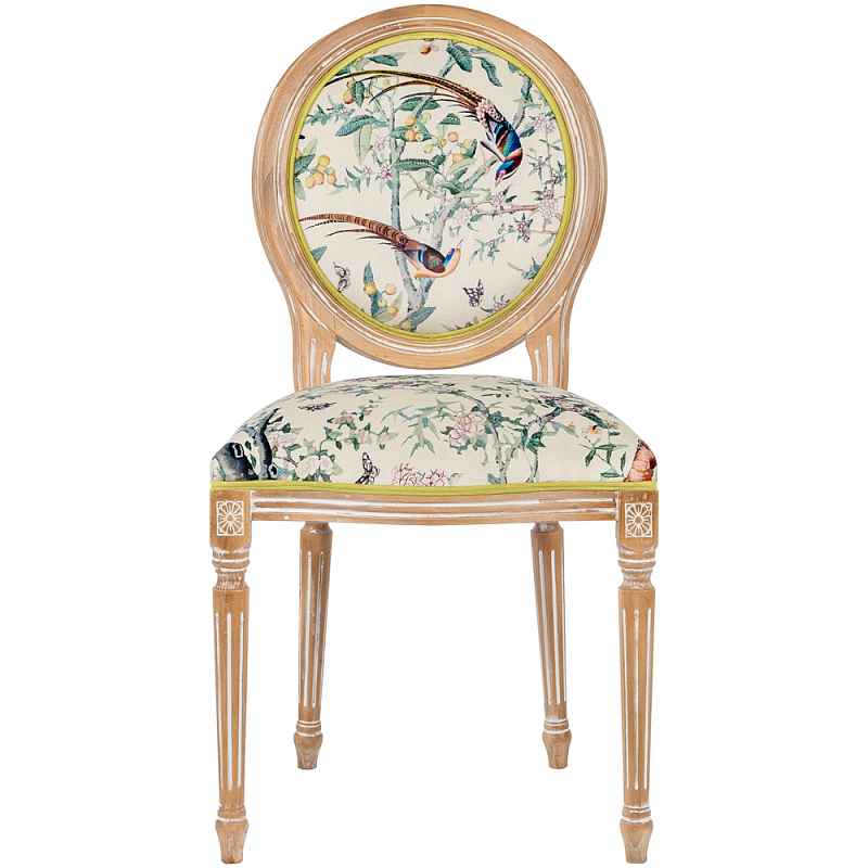Стул из массива бука бежевый с изображением птиц и цветов Beige Green Chinoiserie Birds Garden Chair Бежевый Салатовый Мульти Стул из массива бука бежевый с изображением птиц и цветов Beige Green Chinoiserie Birds Garden Chair Бежевый Салатовый Мульти в Краснодаре | Loft Concept