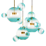 Люстра подвесная с прозрачными бирюзовыми стеклянными шарами и круглым основанием 3 лампы Giopato & Coombes варинант исполнения - 5 | Loft Concept в Краснодаре