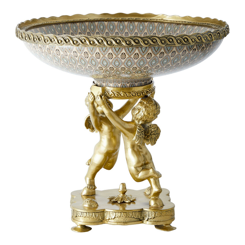 Чаша фарфоровая на двух бронзовых ангелах Eden Garden Бронза Мульти в Краснодаре | Loft Concept 
