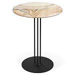 Стол журнальный круглый с бежевой столешницей из стекла Beige Marble варинант исполнения - 1 | Loft Concept в Краснодаре