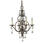 Люстра бронзового цвета с 4-мя лампами и подвесками из оптического стекла в классическом стиле Feiss варинант исполнения - 1 | Loft Concept в Краснодаре