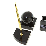 Настольный письменный набор из чёрного обсидиана с декором в виде льва Golden Lion варинант исполнения - 5 | Loft Concept в Краснодаре