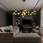 Люстра в виде золотой ветки с цветами и птичками Marvelous Garden варинант исполнения - 1 | Loft Concept в Краснодаре