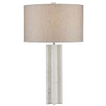 Настольная лампа мраморная с тканевым цилиндрическим абажуром Sharpened варинант исполнения - 3 | Loft Concept в Краснодаре